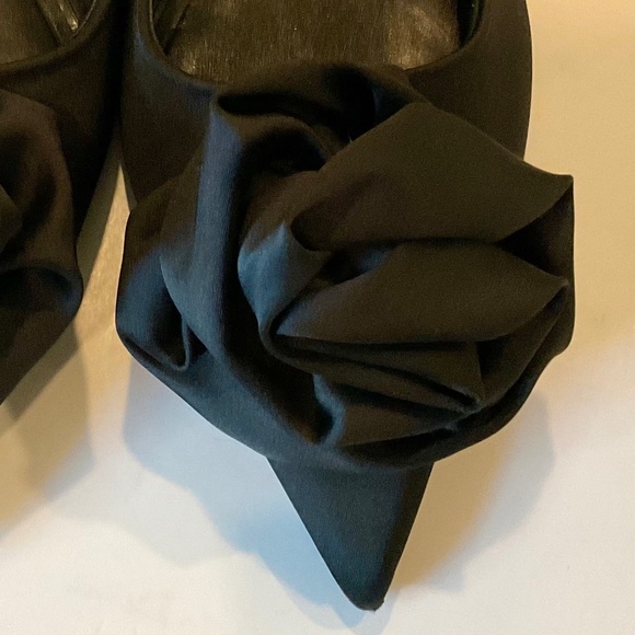 ZARA Slingback Flat Flower Pointed Toe Black Size EU 38 - Picture 4 of 9